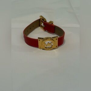 Michael Kors Reddish Orange Leather Bracelet